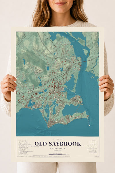 Old Saybrook, Connecticut map print, 18" x 24", Archival Matte Print