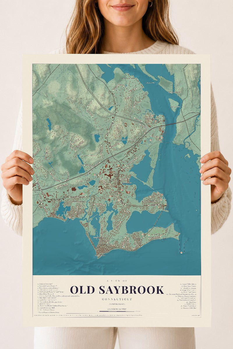 Old Saybrook, Connecticut map print, 18" x 24", Archival Matte Print