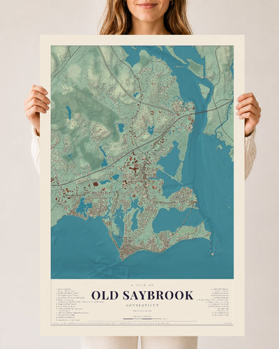 Old Saybrook, Connecticut map print, 24" x 36", Archival Matte Print