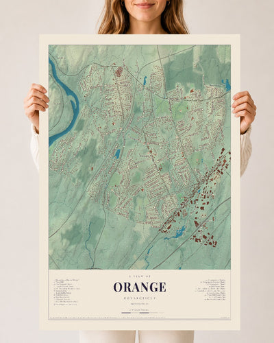 Orange, Connecticut map print, 24" x 36", Archival Matte Print