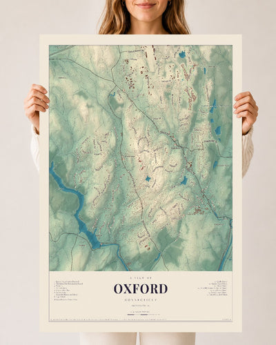 Oxford, Connecticut map print, 24" x 36", Archival Matte Print