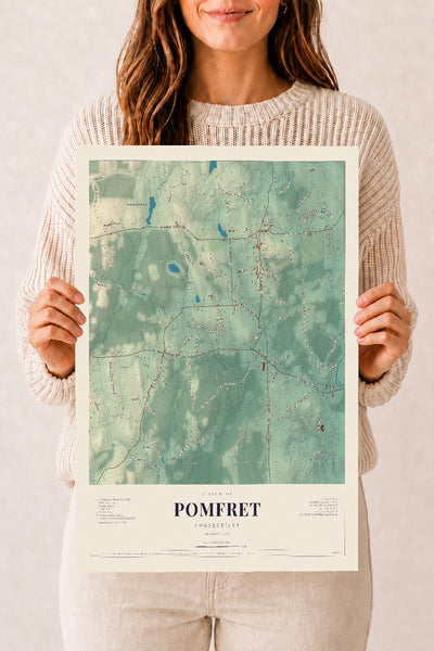 Pomfret, Connecticut map print, 12" x 18", Archival Matte Print