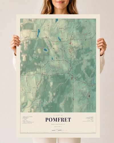 Pomfret, Connecticut map print, 24" x 36", Archival Matte Print