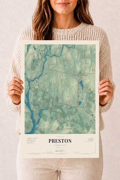 Preston, Connecticut map print, 12" x 18", Archival Matte Print