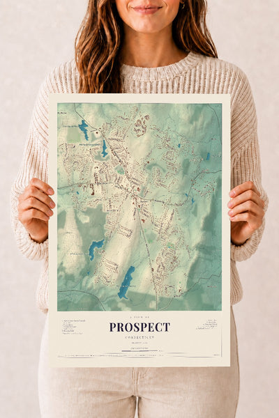 Prospect, Connecticut map print, 12" x 18", Archival Matte Print