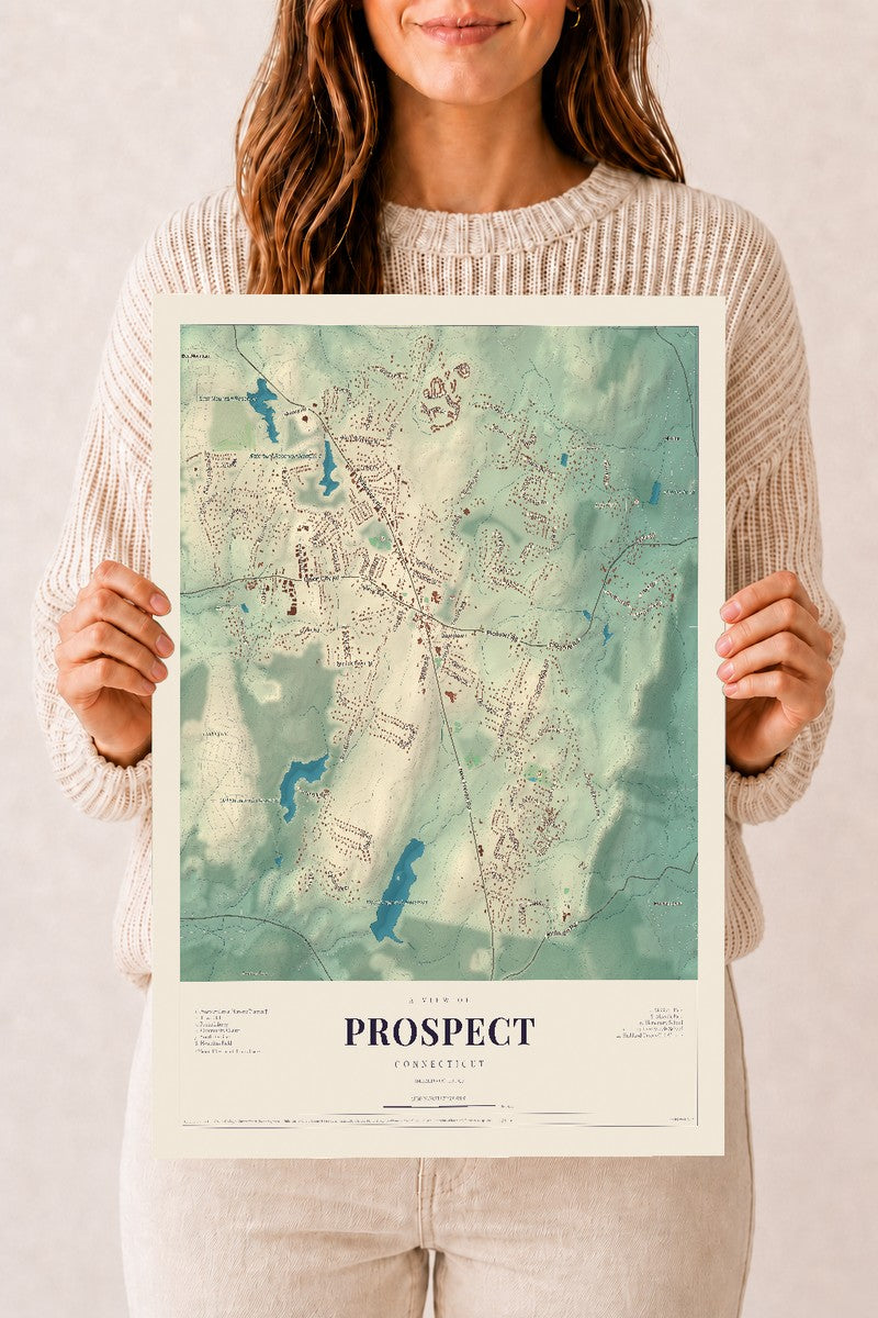Prospect, Connecticut map print, 12" x 18", Archival Matte Print