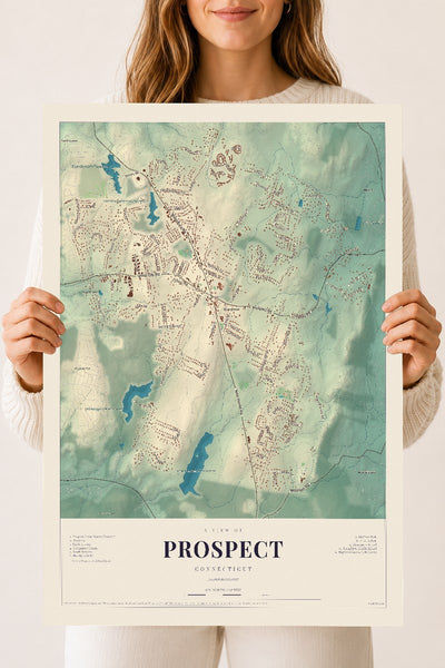 Prospect, Connecticut map print, 18" x 24", Archival Matte Print
