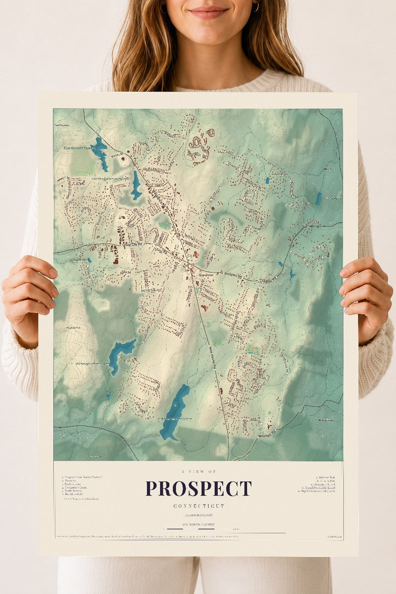 Prospect, Connecticut map print, 18" x 24", Archival Matte Print