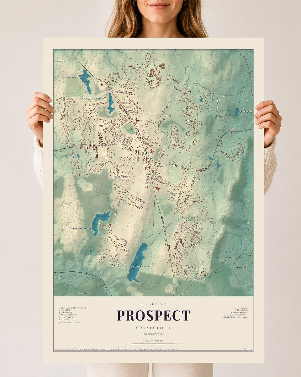 Prospect, Connecticut map print, 24" x 36", Archival Matte Print