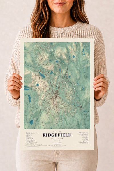 Ridgefield, Connecticut map print, 12" x 18", Archival Matte Print