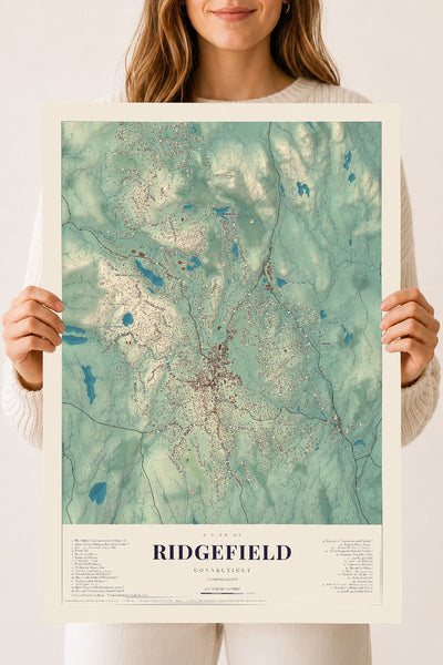 Ridgefield, Connecticut map print, 18" x 24", Archival Matte Print