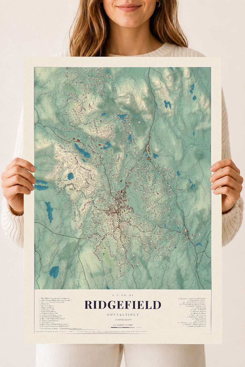Ridgefield, Connecticut map print, 18" x 24", Archival Matte Print
