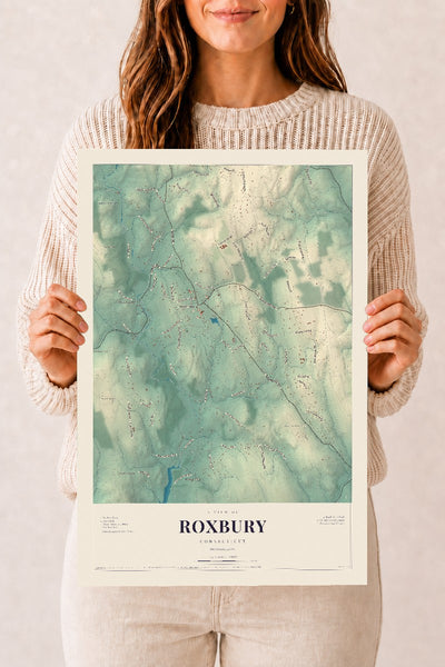 Roxbury, Connecticut map print, 12" x 18", Archival Matte Print