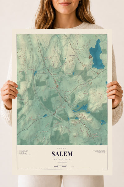 Salem, Connecticut map print, 18" x 24", Archival Matte Print