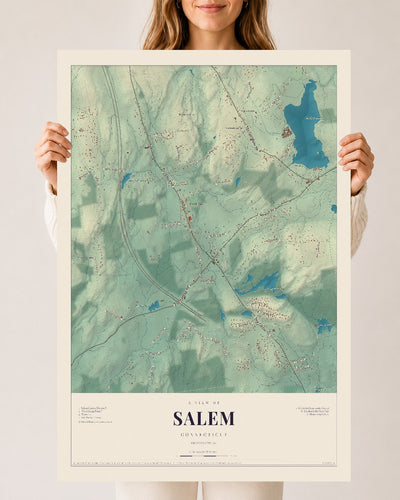 Salem, Connecticut map print, 24" x 36", Archival Matte Print