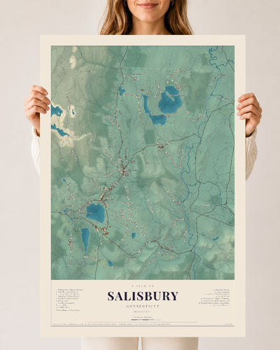 Salisbury, Connecticut map print, 24" x 36", Archival Matte Print