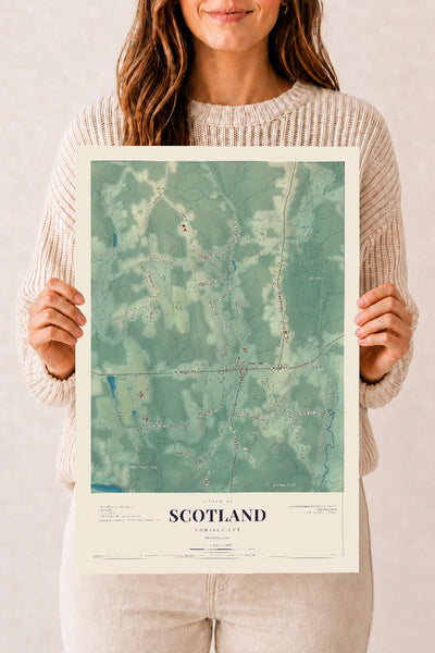 Scotland, Connecticut map print, 12" x 18", Archival Matte Print