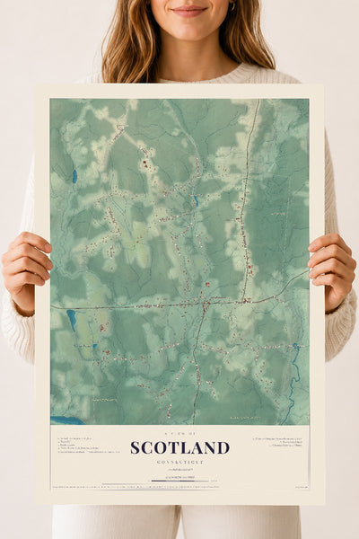 Scotland, Connecticut map print, 18" x 24", Archival Matte Print