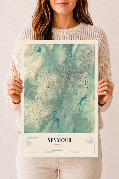 Seymour, Connecticut map print, 12" x 18", Archival Matte Print