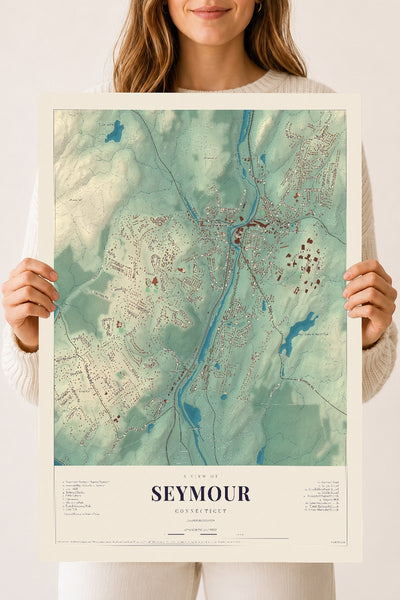 Seymour, Connecticut map print, 18" x 24", Archival Matte Print