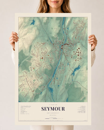Seymour, Connecticut map print, 24" x 36", Archival Matte Print