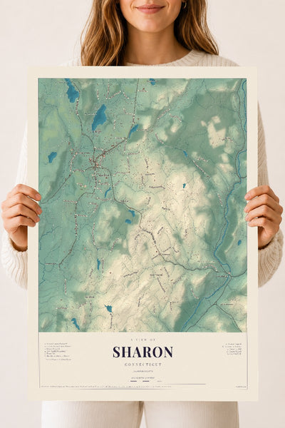 Sharon, Connecticut map print, 18" x 24", Archival Matte Print