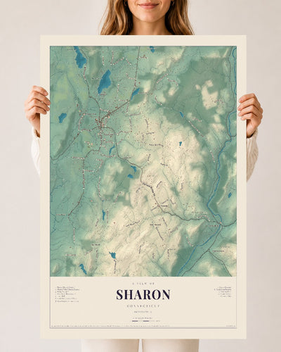 Sharon, Connecticut map print, 24" x 36", Archival Matte Print