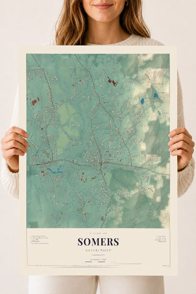 Somers, Connecticut map print, 18" x 24", Archival Matte Print