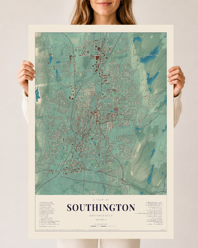 Southington, Connecticut map print, 24" x 36", Archival Matte Print
