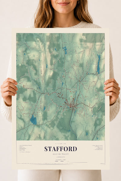 Stafford, Connecticut map print, 18" x 24", Archival Matte Print