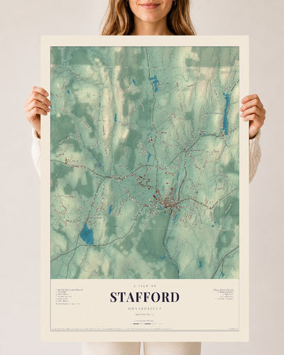 Stafford, Connecticut map print, 24" x 36", Archival Matte Print