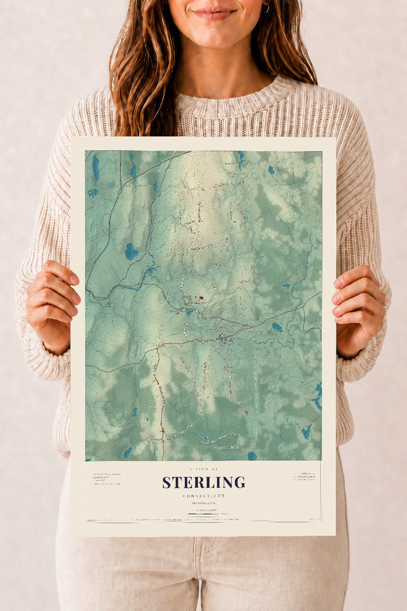 Sterling, Connecticut map print, 12" x 18", Archival Matte Print