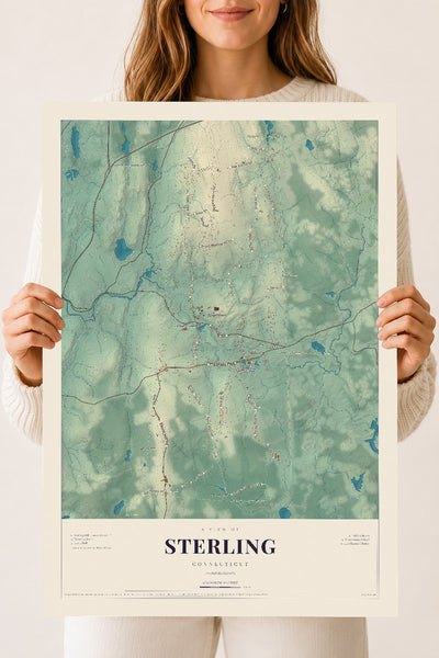 Sterling, Connecticut map print, 18" x 24", Archival Matte Print