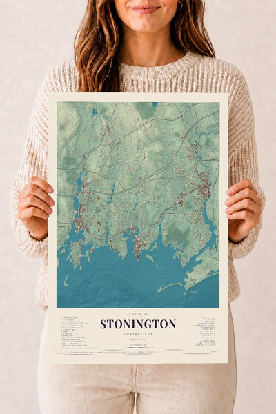 Stonington, Connecticut map print, 12" x 18", Archival Matte Print