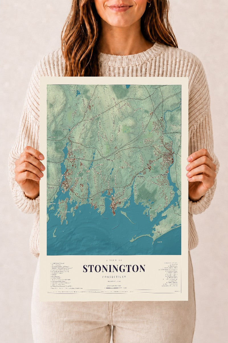 Stonington, Connecticut map print, 12" x 18", Archival Matte Print