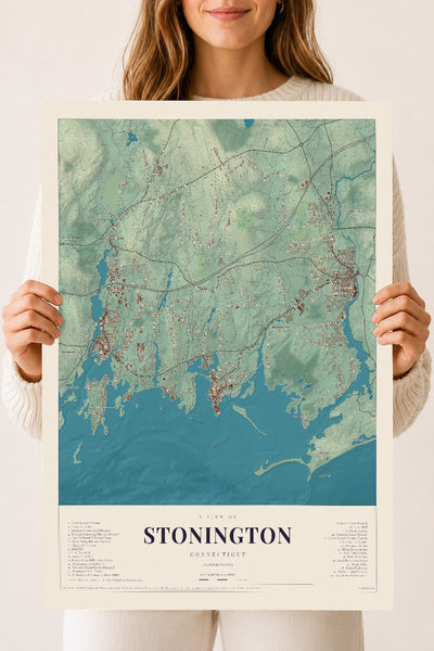 Stonington, Connecticut map print, 18" x 24", Archival Matte Print