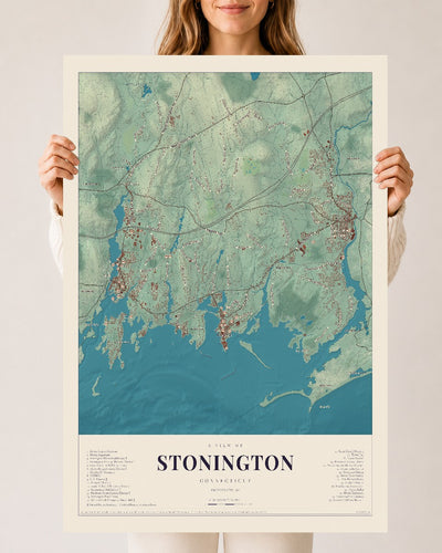 Stonington, Connecticut map print, 24" x 36", Archival Matte Print