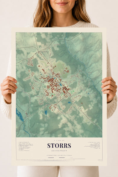 Storrs, Connecticut map print, 18" x 24", Archival Matte Print