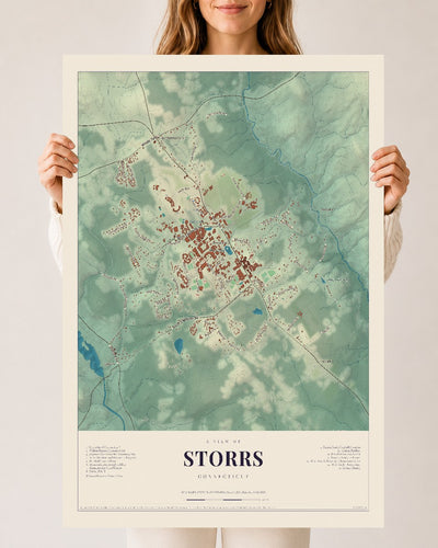 Storrs, Connecticut map print, 24" x 36", Archival Matte Print