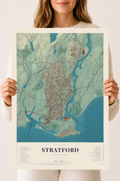 Stratford, Connecticut map print, 18" x 24", Archival Matte Print