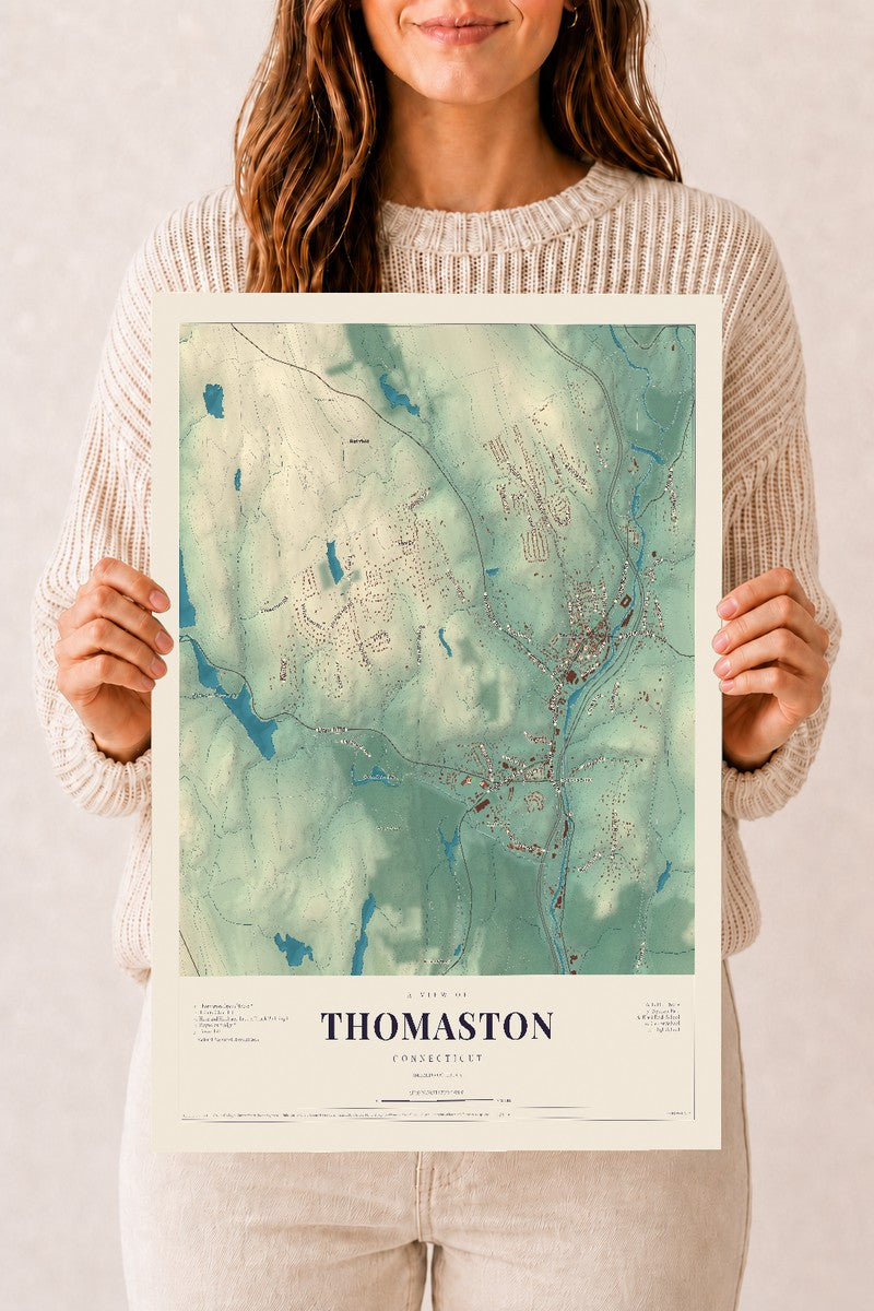 Thomaston, Connecticut map print, 12" x 18", Archival Matte Print