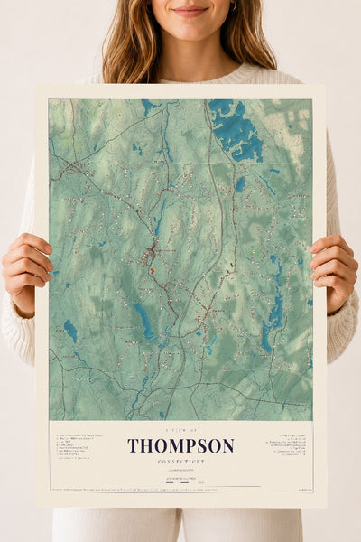 Thompson, Connecticut map print, 18" x 24", Archival Matte Print