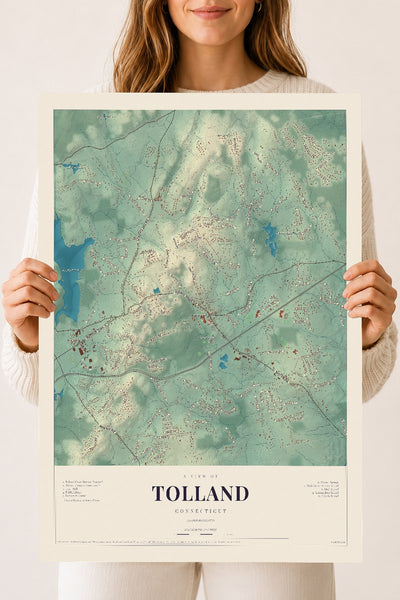 Tolland, Connecticut map print, 18" x 24", Archival Matte Print