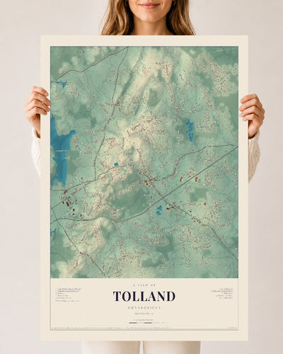 Tolland, Connecticut map print, 24" x 36", Archival Matte Print