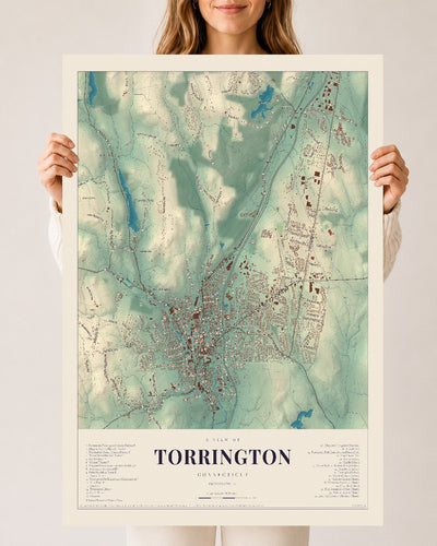 Torrington, Connecticut map print, 24" x 36", Archival Matte Print