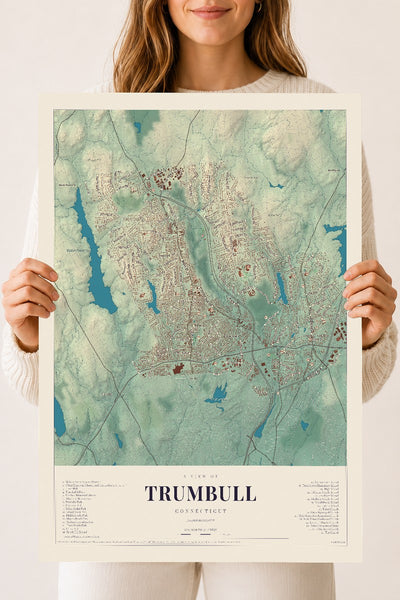 Trumbull, Connecticut map print, 18" x 24", Archival Matte Print