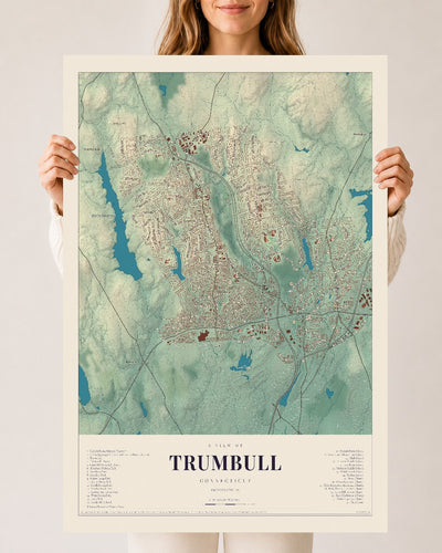 Trumbull, Connecticut map print, 24" x 36", Archival Matte Print