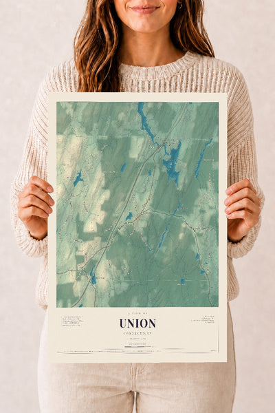Union, Connecticut map print, 12" x 18", Archival Matte Print