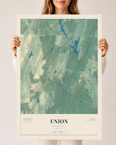 Union, Connecticut map print, 24" x 36", Archival Matte Print