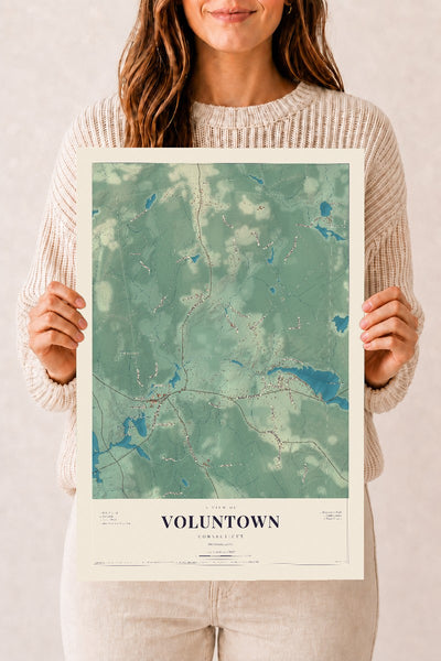 Voluntown, Connecticut map print, 12" x 18", Archival Matte Print